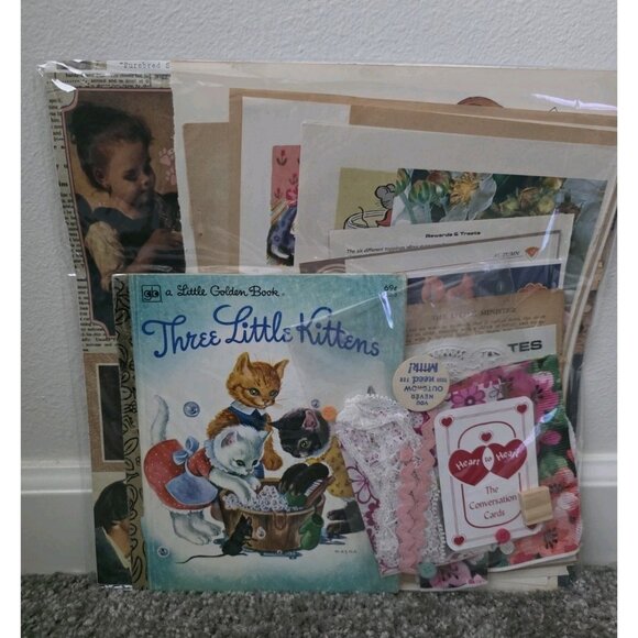 Does not apply Other - Junk Journal Supply Kit Little Golden Book THREE LITTLE KITTENS